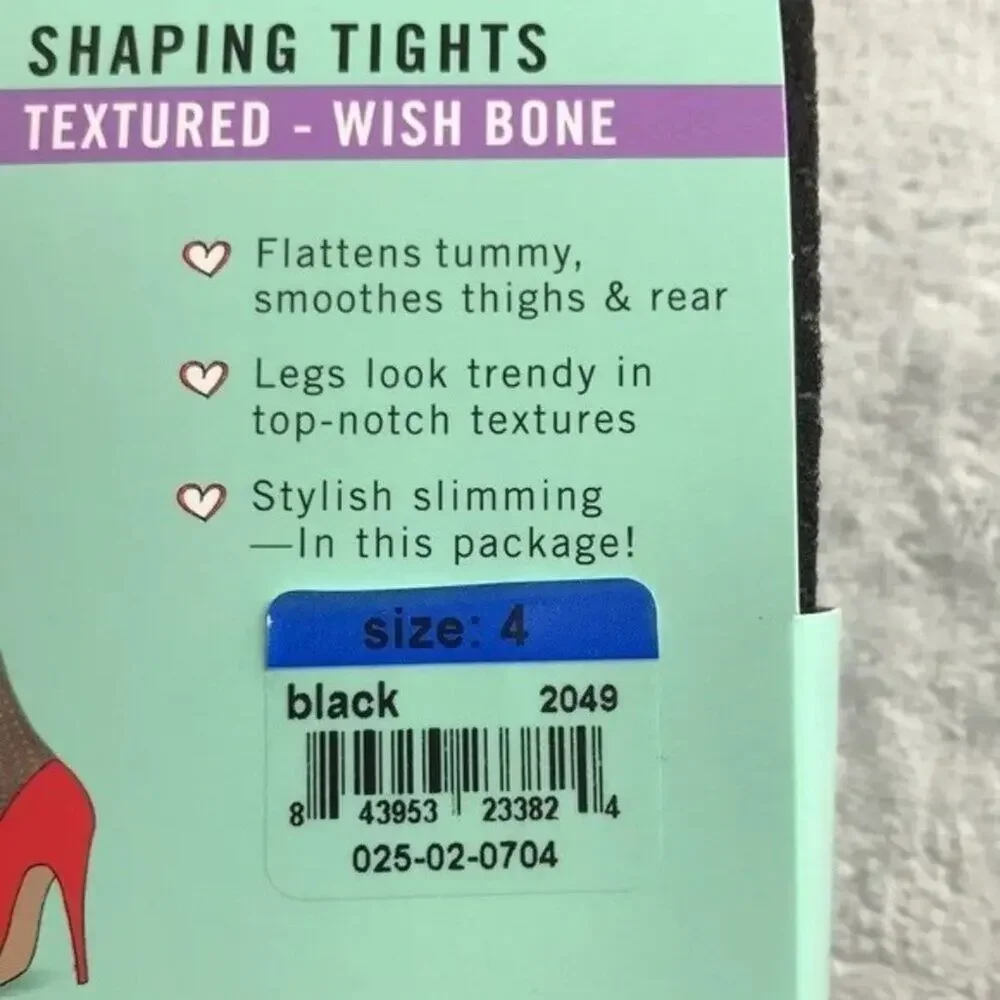 Assets by Spanx Textured Shaping Tights Black Wishbone SIze 4 ( XL )New